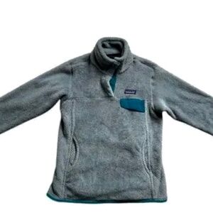 Patagonia Re-Tool fleece top M grey and teal